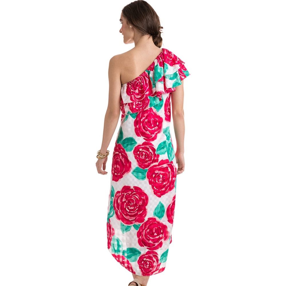 Run For The Roses One Shoulder Vineyard Vines Dress - Picture 3 of 5